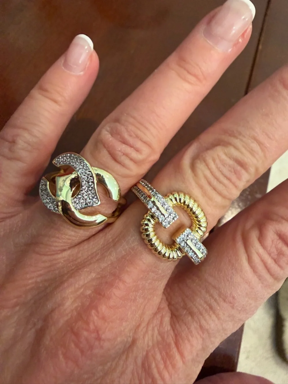 Gold Plated CZ Adjustable Ring NWT P